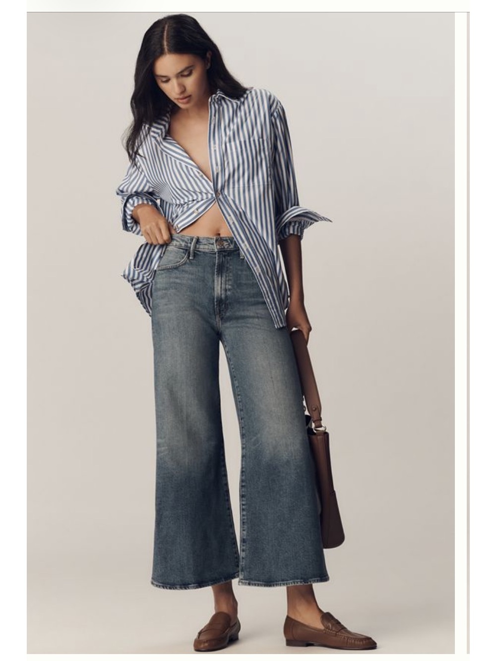 MOTHER the Hustler Roller Ankle High Rise Wide Leg Jeans